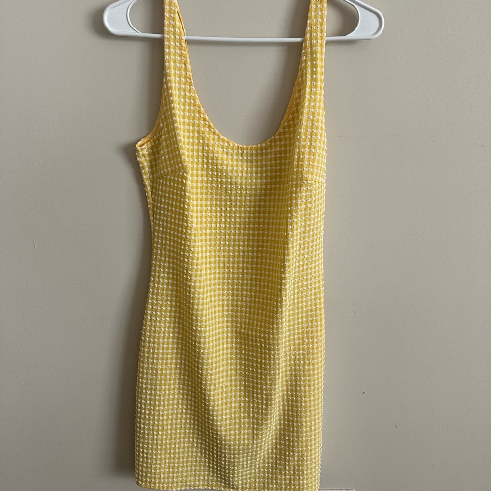 Urban Outfitters Yellow Checkered Mini Dress